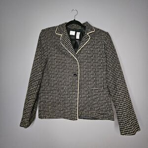 Emma James Womens 12 Blazer 3 Button Lined Vintage Officecore Black Tan